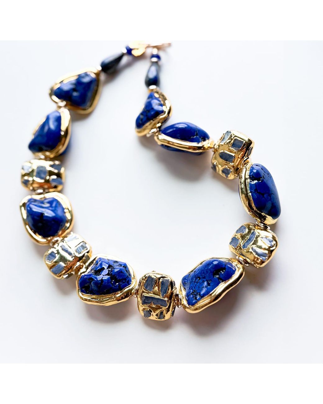 Edgar Navarro Jewelry Blue Edgar Navarro Sodalite & Lapis Chunky Statement Necklace