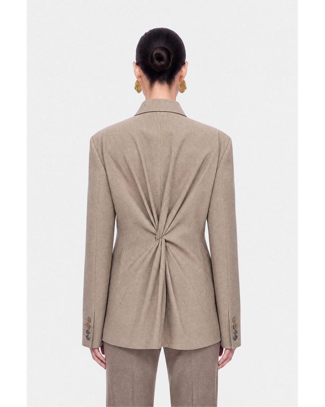 Nocturne Natural Asymmetric Double-Breasted Blazer
