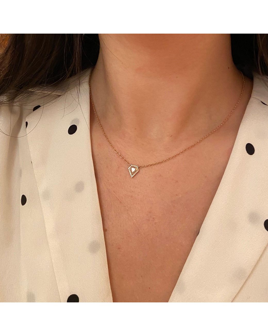 KAMARIA Metallic Rose Cut Diamond Kite Necklace