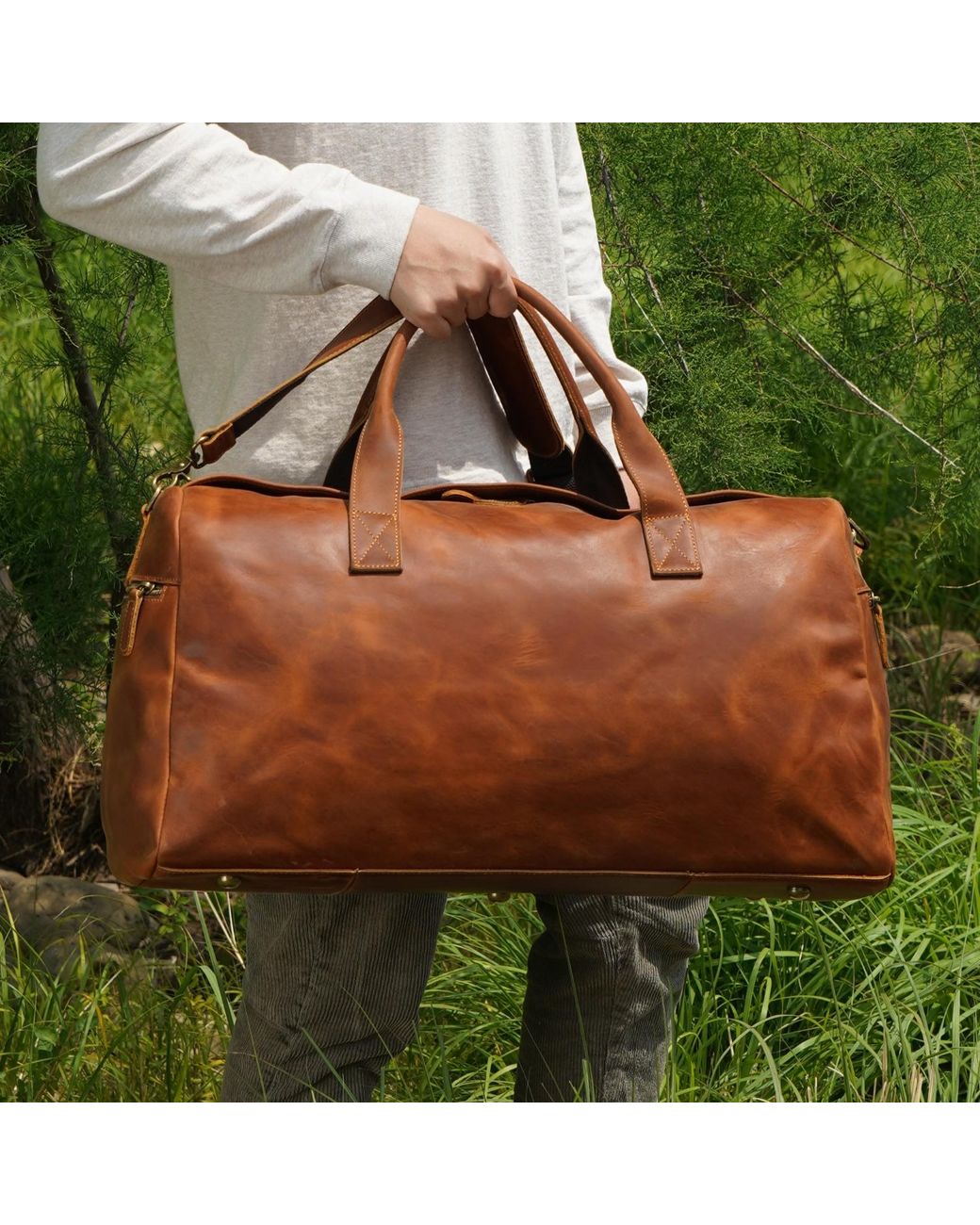 Touri Brown Genuine Leather Weekend Bag for men