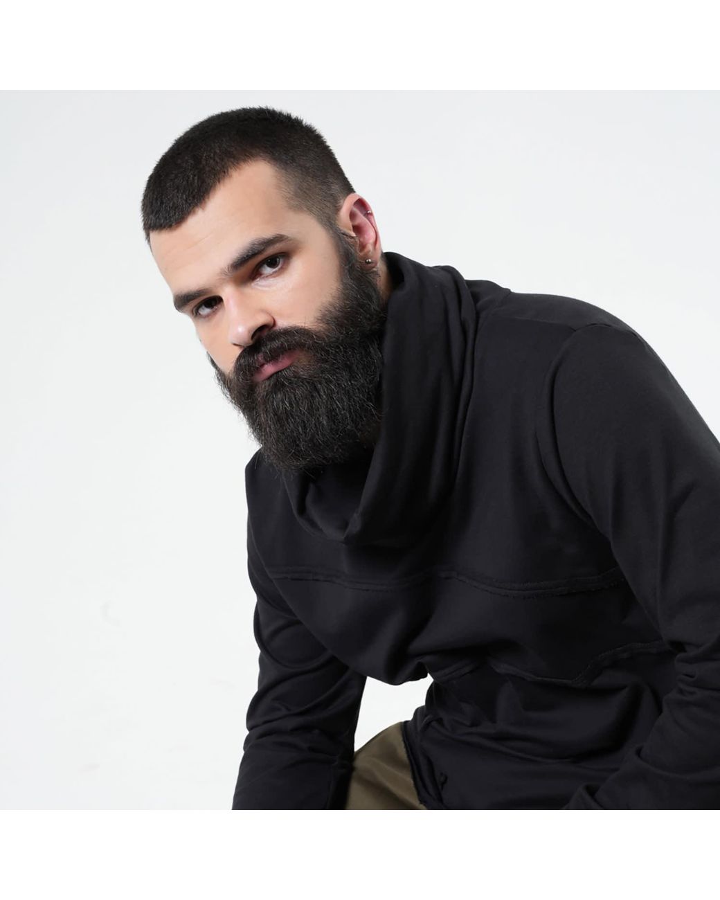 Metamorph Blue Cotton Turtleneck Top for men