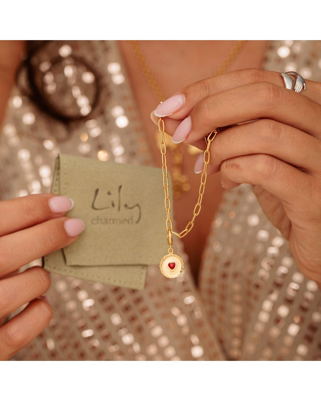 Lily Charmed Metallic Plated Jammie Dodger Charm