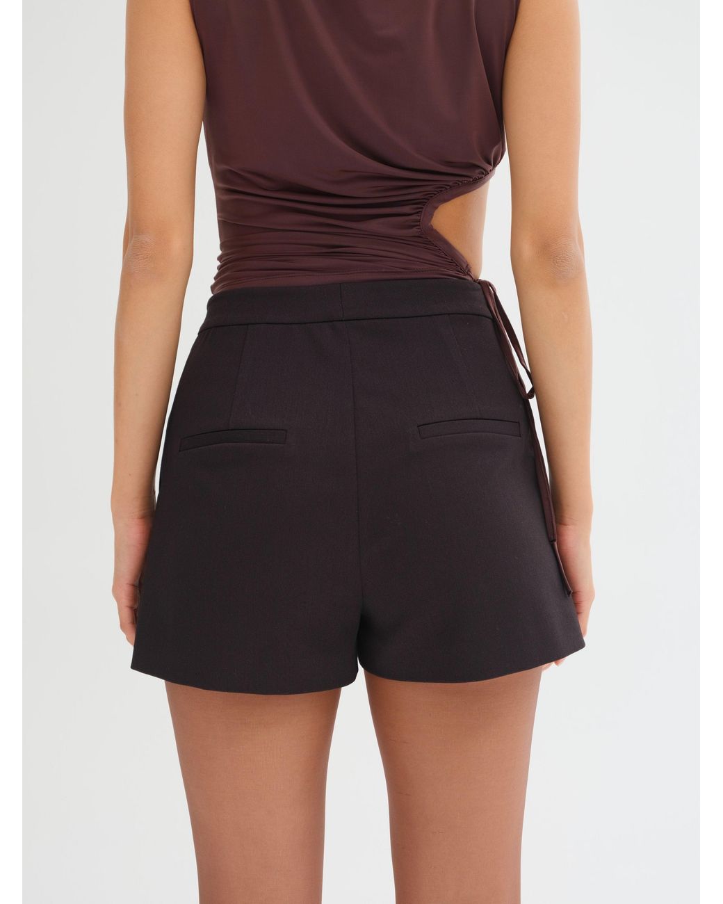 Sélone Black Ines High-Waisted Crossover Shorts