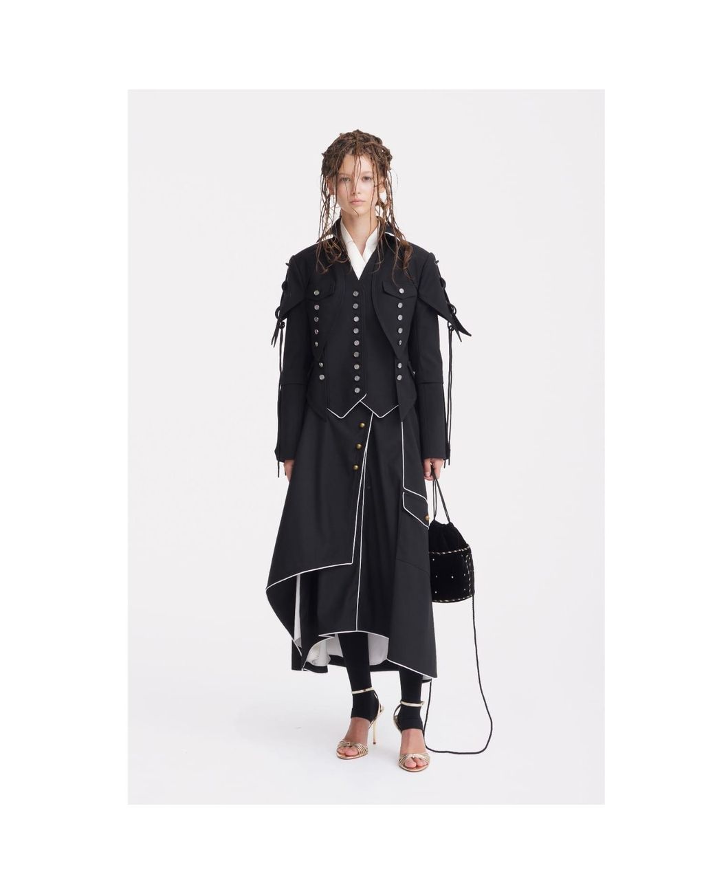 Julia Allert Black Designer Lace-Up Cropped Utility Jacket –