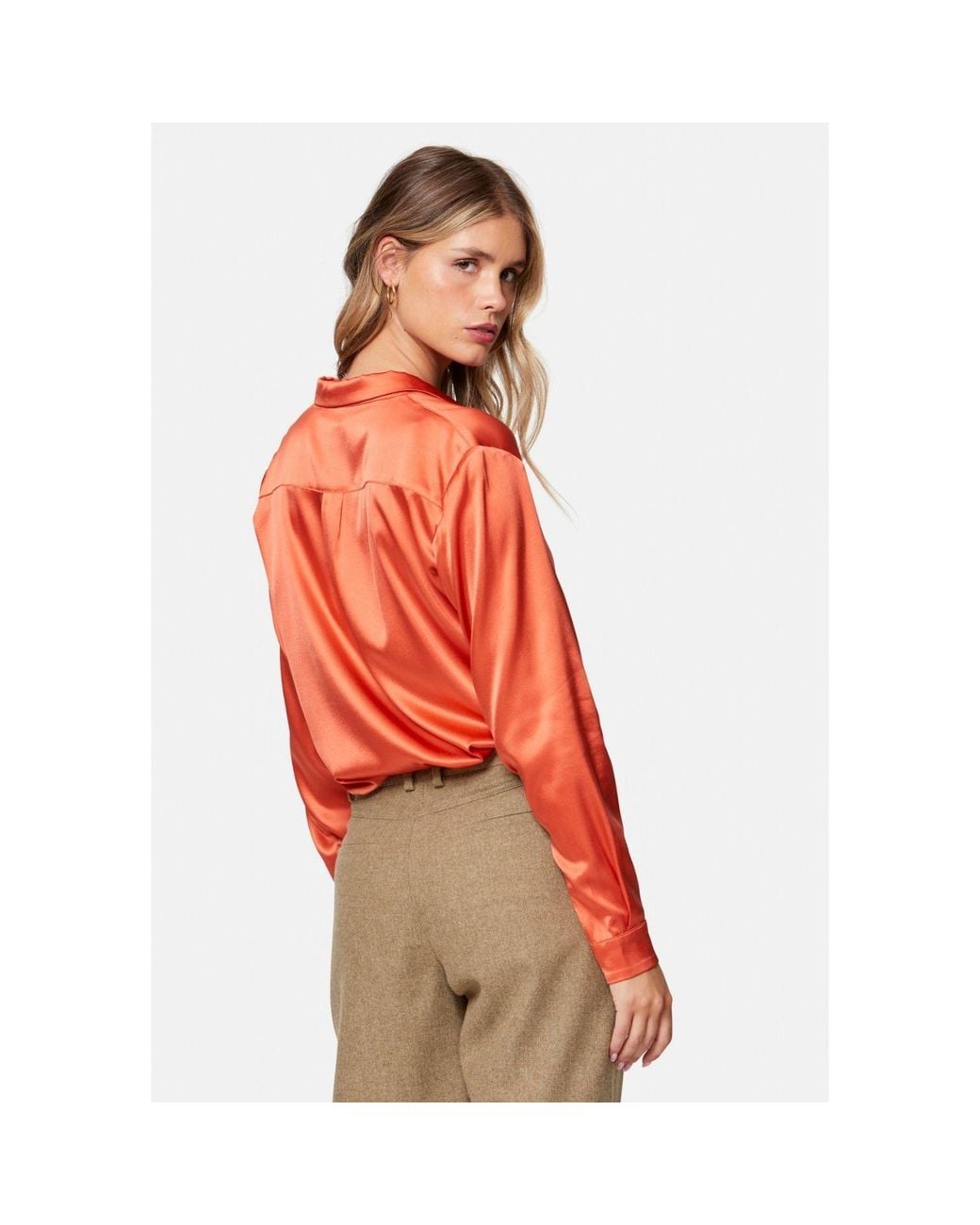 Helen Mcalinden Orange Elsie Silk Utility Shirt