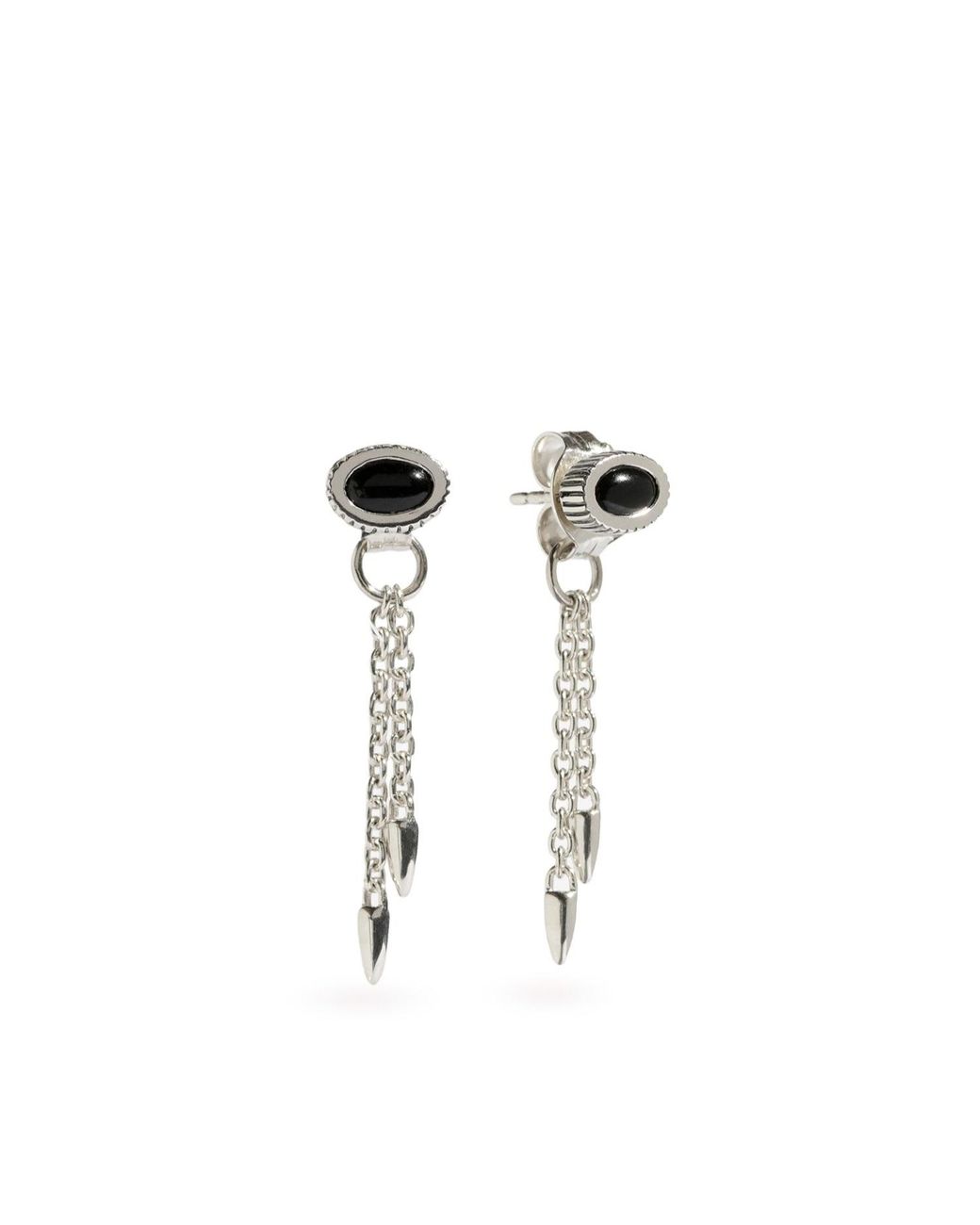 Stone Fruit Metallic Bolo Chain Earrings