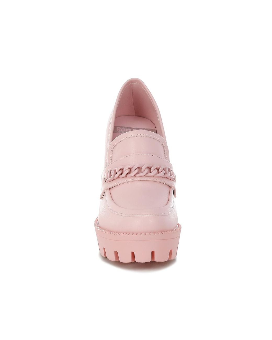 Rag & Co Corinne Pink Chain Embellished Chunky Loafers