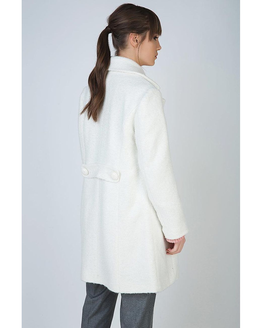 Conquista White Neutrals Cosy Double Breasted Coat