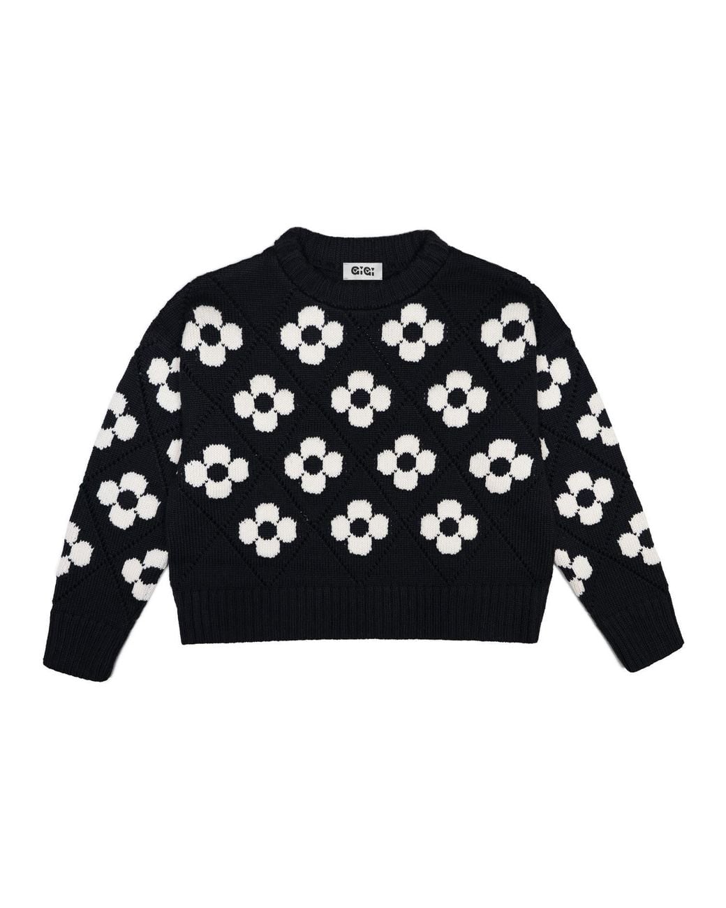 Gigi Knitwear Black Flower Power Sweater