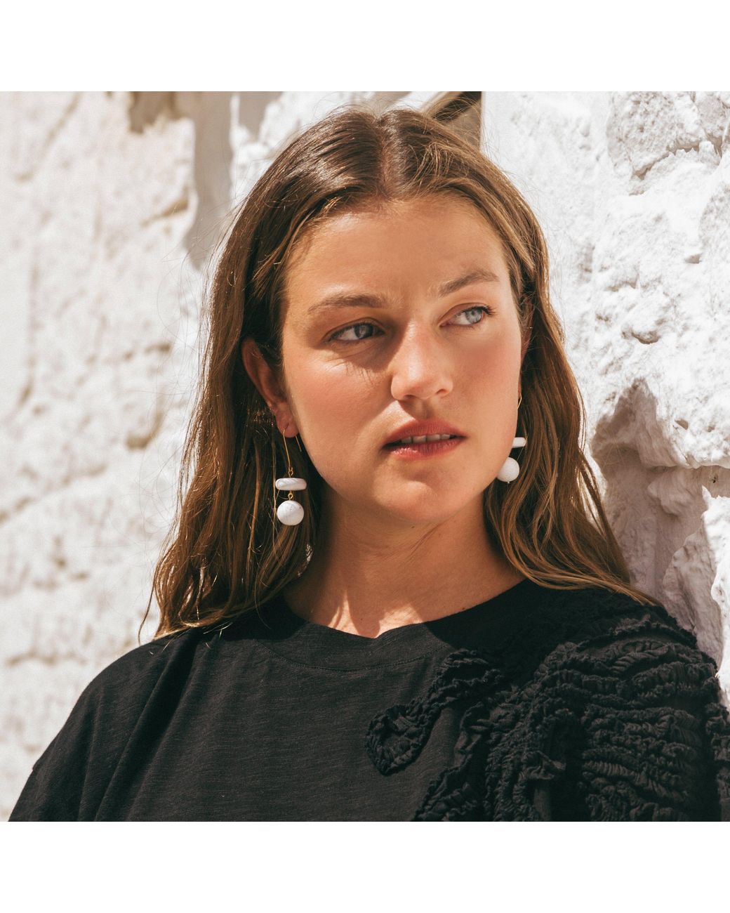 By Chavelli Blue Bead Dangle Earrings
