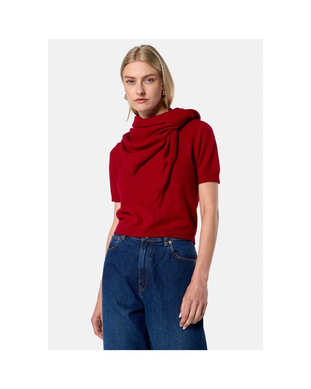 Helen Mcalinden Red Gemma Ruby Cashmere Crew Neck T-Shirt