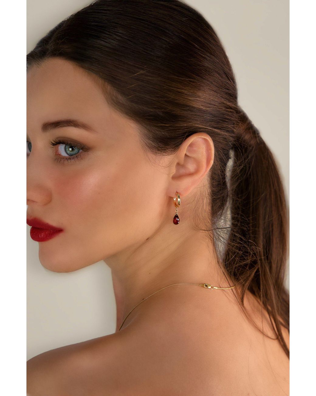 Katy Faye Metallic Colette Garnet Earrings