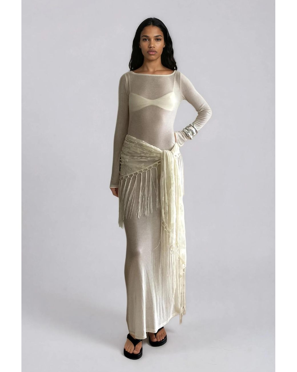 Tohen White Neutrals Astley Scarf