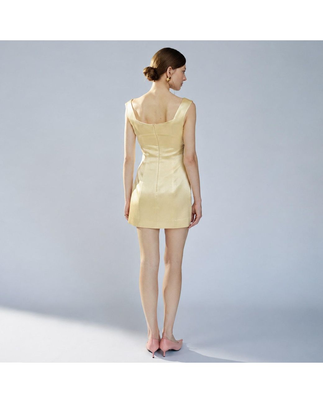 Belsize25 Yellow Golden Time Dress – Heavyweight Satin Sweetheart Mini Dress