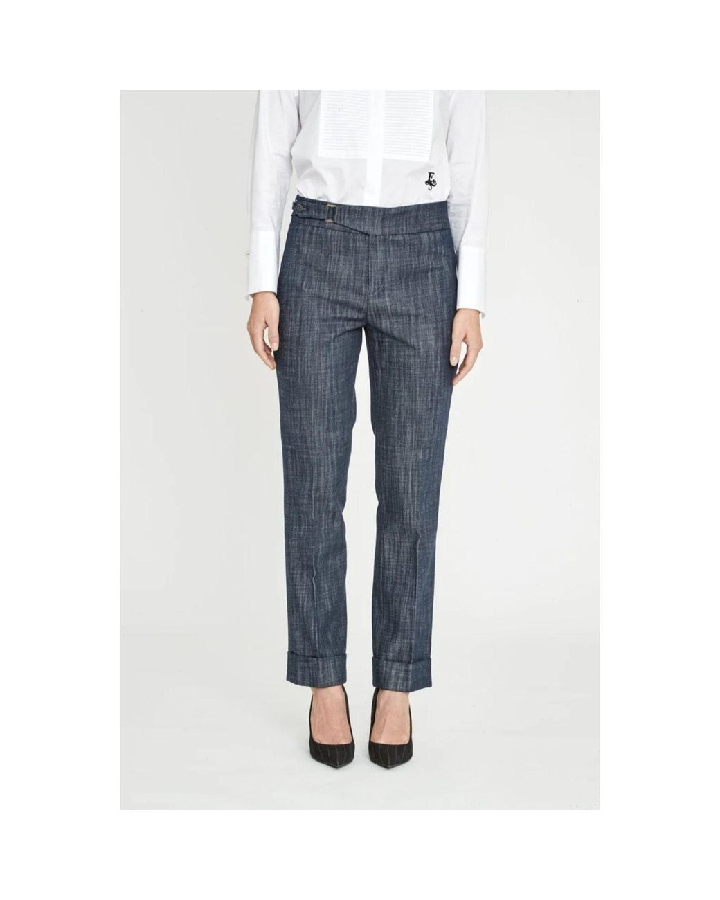 The Extreme Collection Blue Denim Tailored Straight-Leg Trousers Atelier