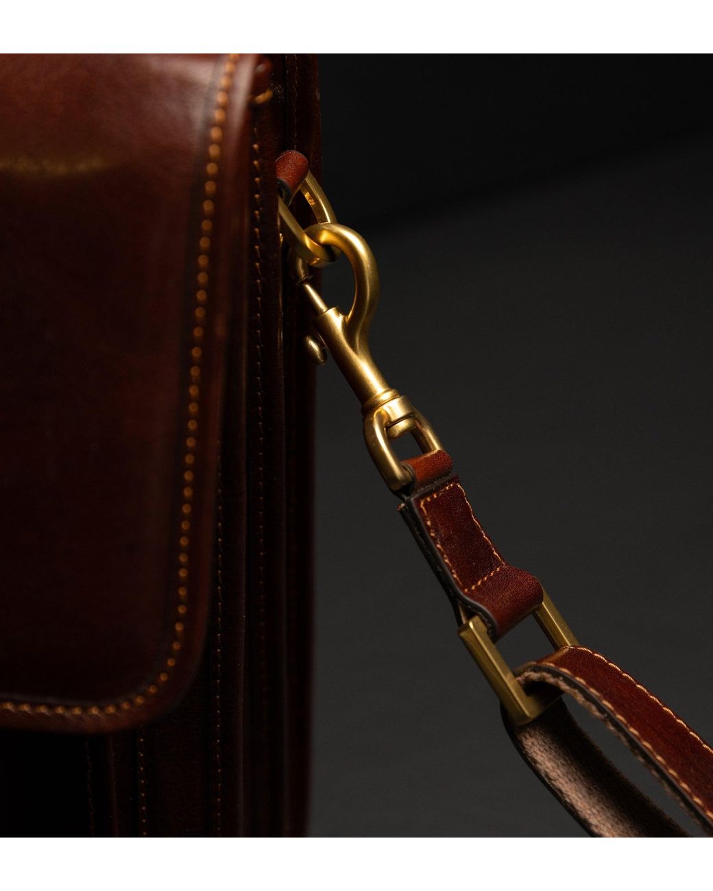 Time Resistance Brown Leather Satchel Bag for men