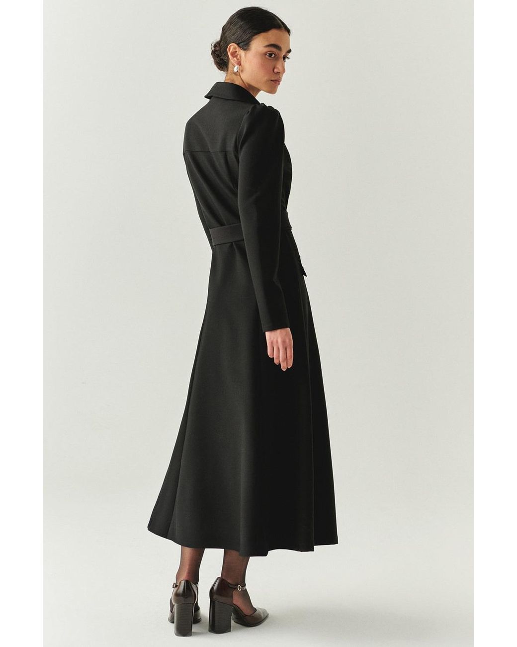 Exquise Black Bailee Slim Fit Belted Midi Dress