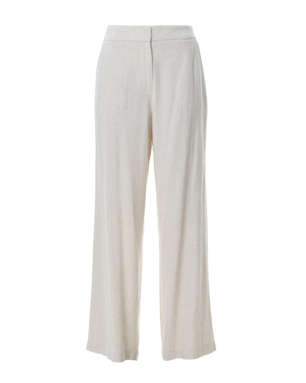 Louche White Neutrals Tilde Linen Mix Wide Leg Trousers