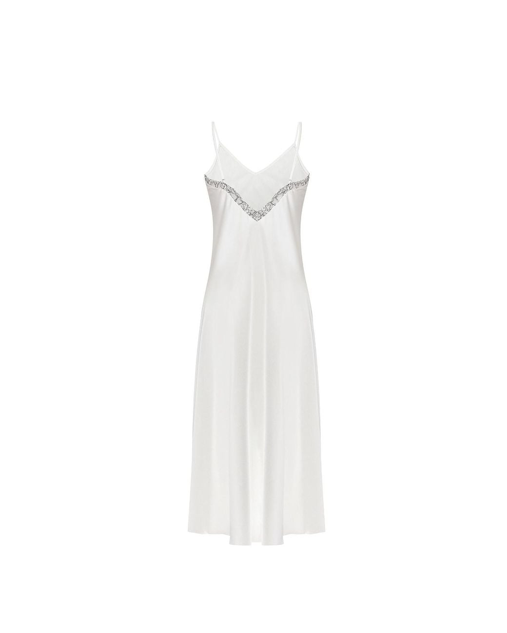 Avenue 8 White Silk Lace Midi Slip Dress