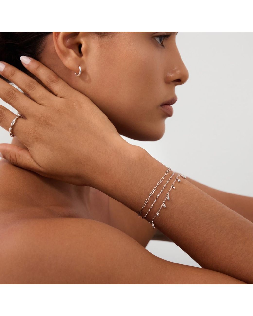 Vanhi White Rhea Molten Cascade Bracelet