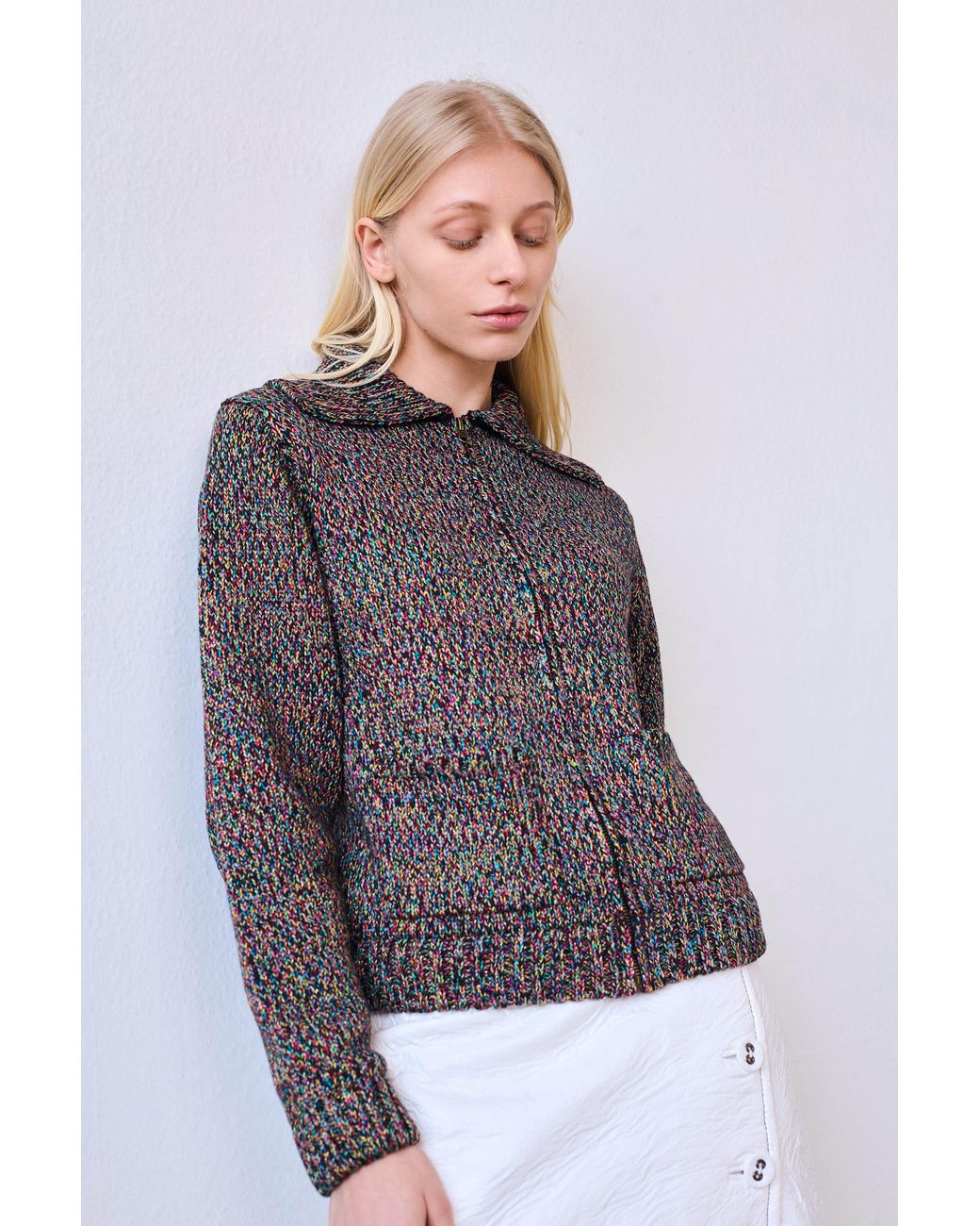 Gigi Knitwear Gray Goldie Zip Cardigan