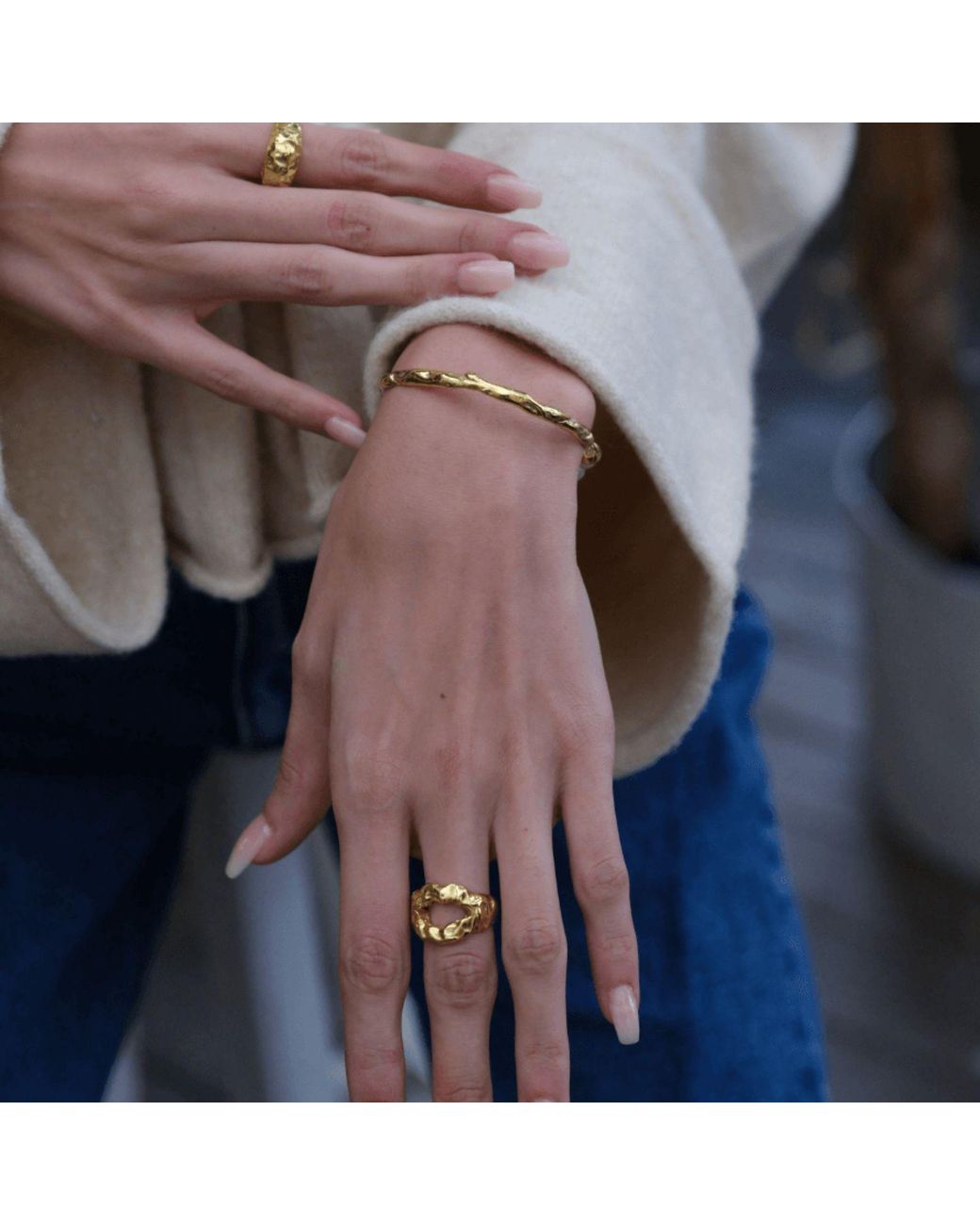 LINYA JEWELLERY Metallic Yira Pearl Cuff Bracelet