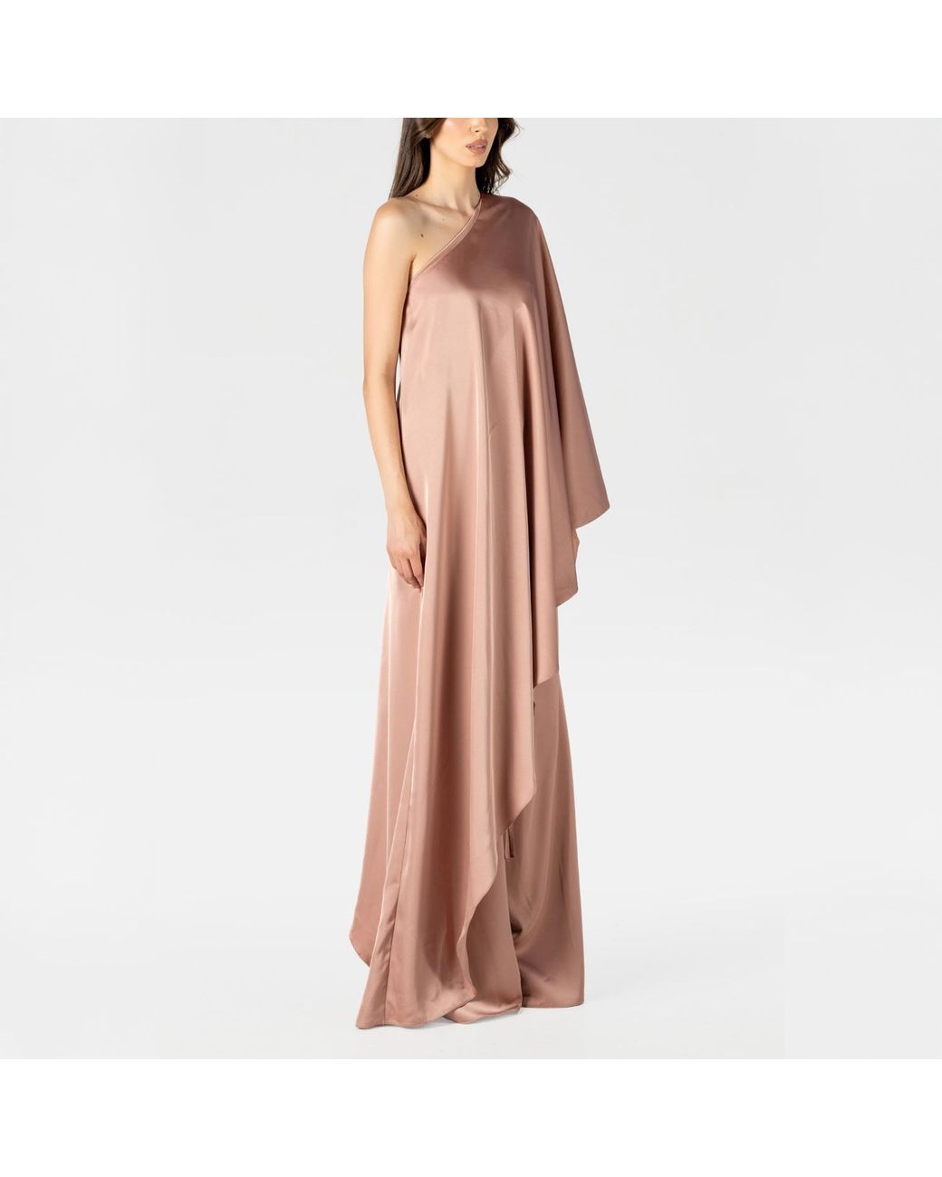 LIA ARAM Pink Neutrals Mono Drape Greige Gown