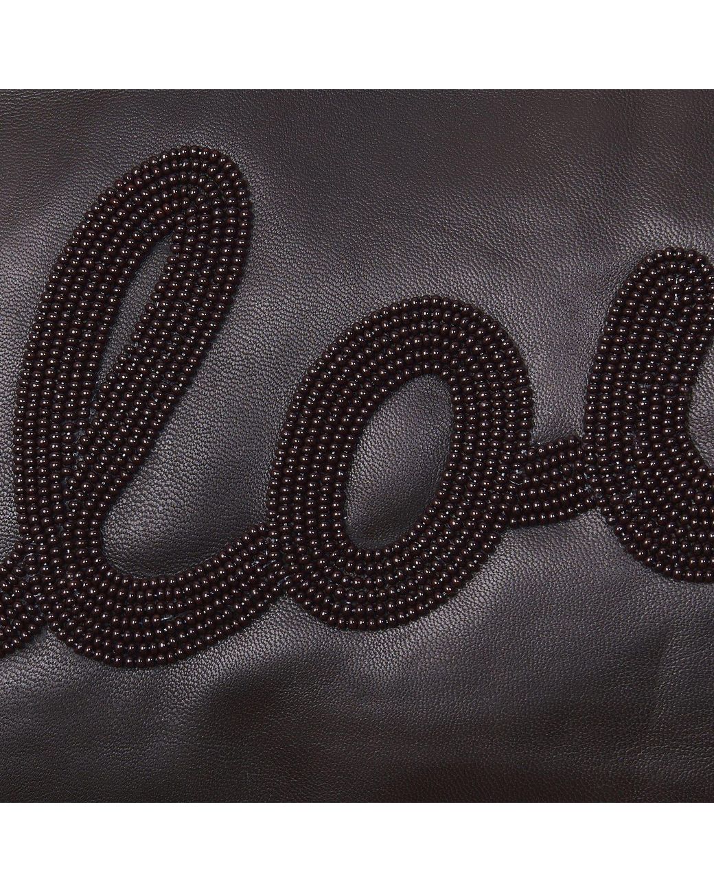 Sidney Byron Black Leather Bag With Love Beading