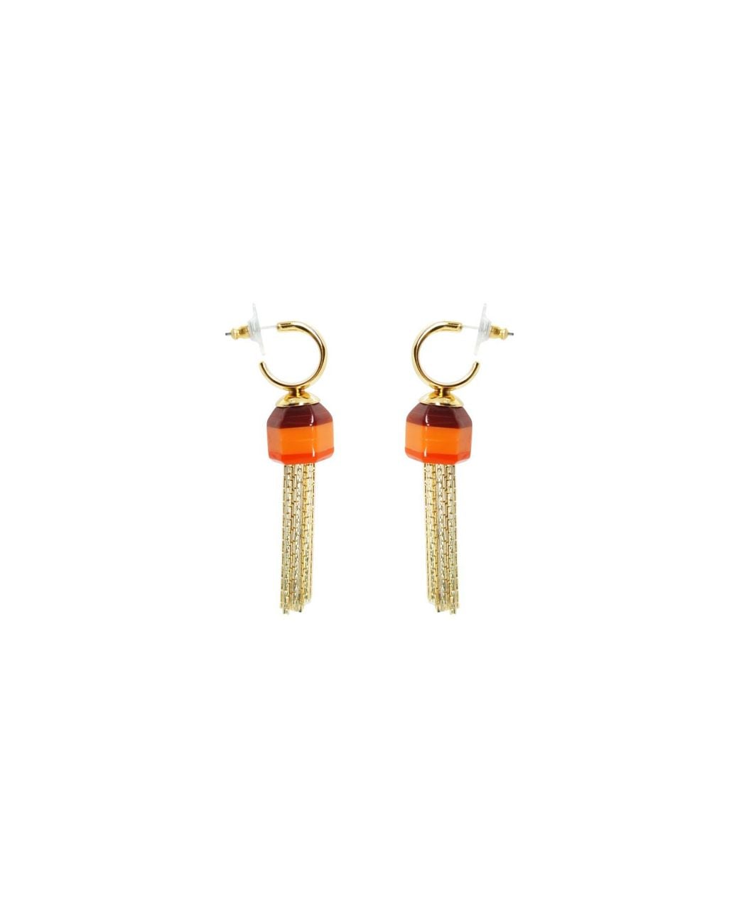 Gissa Bicalho Orange Acrylic Handmade Earring Fringe Butterfly