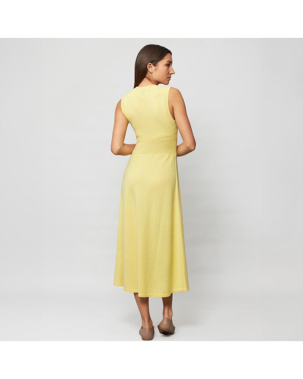 Solgo Atelier Yellow Calypso Cashmere Dress Honeysuckle