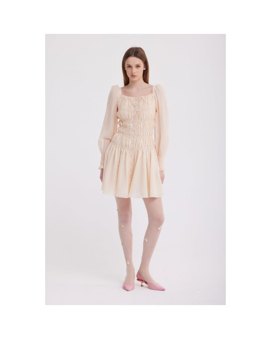 Georgette Natural Neutrals Celeste Soft Mini Dress