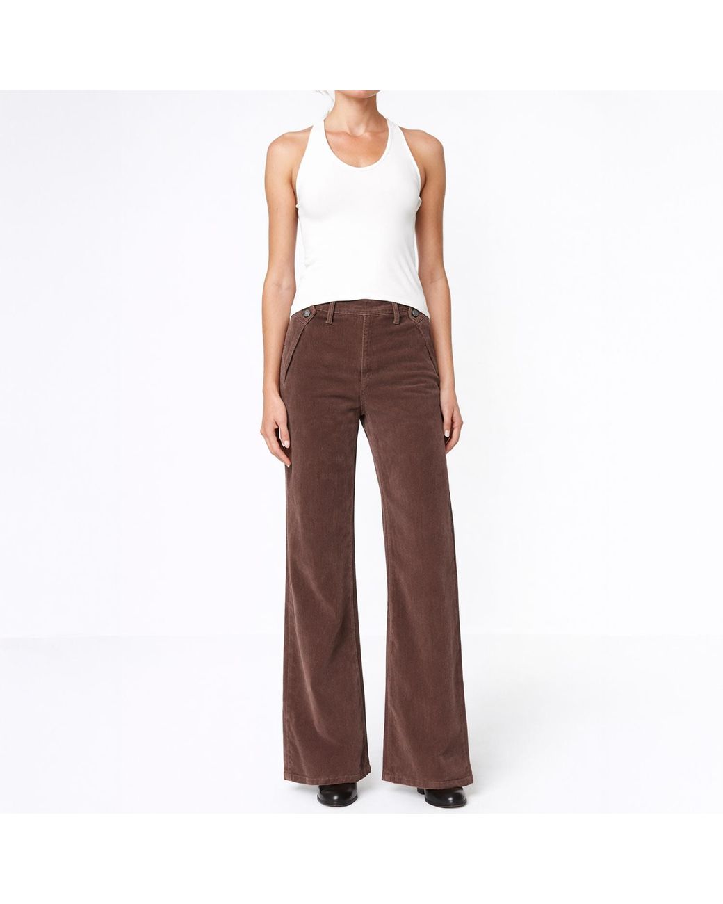 NOEND Brown Dina High Waisted Wide Corduroy