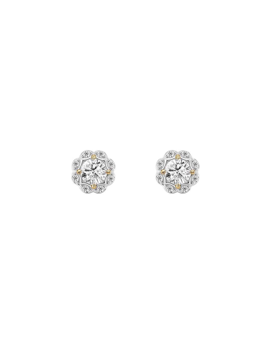 Arte Madrid Metallic Simple Two-Way Floral Stud Earrings