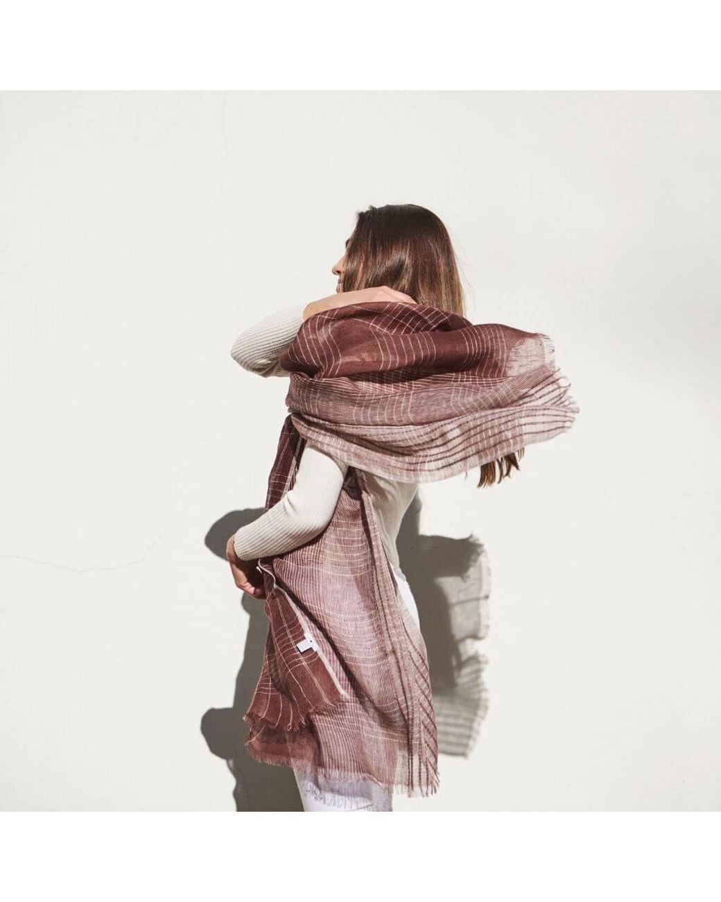 Variously Red Auro Cinnabar Handwoven Earthy Rust Linen Scarf