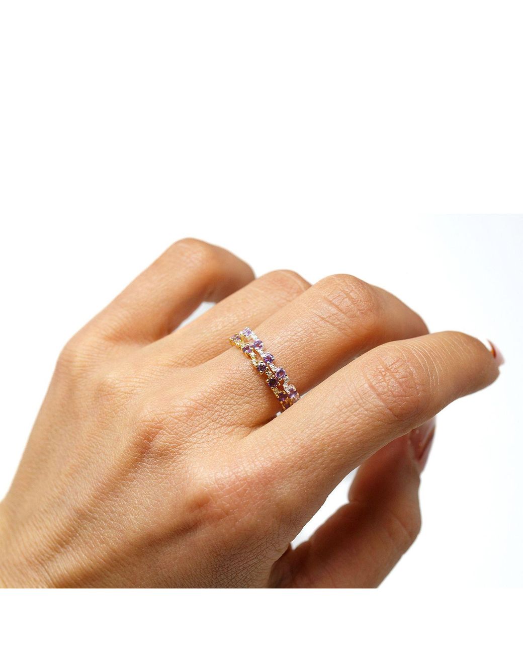 NASI SILVER Metallic Nobody's Perfect Eternity Ring- Amethyst & Topaz