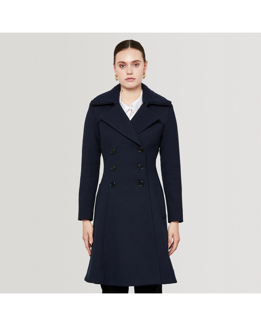 SEREN LONDON Blue Double Breasted Flared Coat