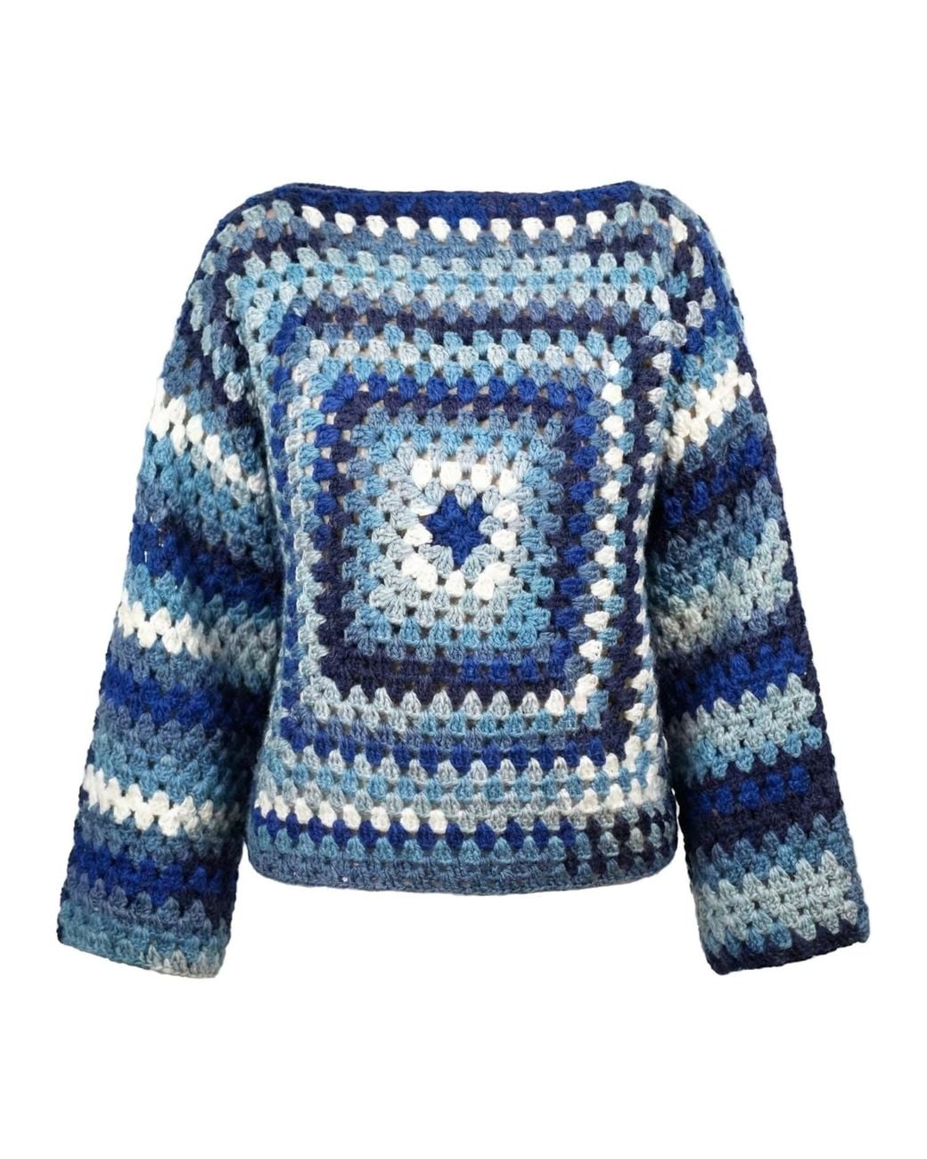 Ana Chic Blue Star Square Handmade Crochet Jumper