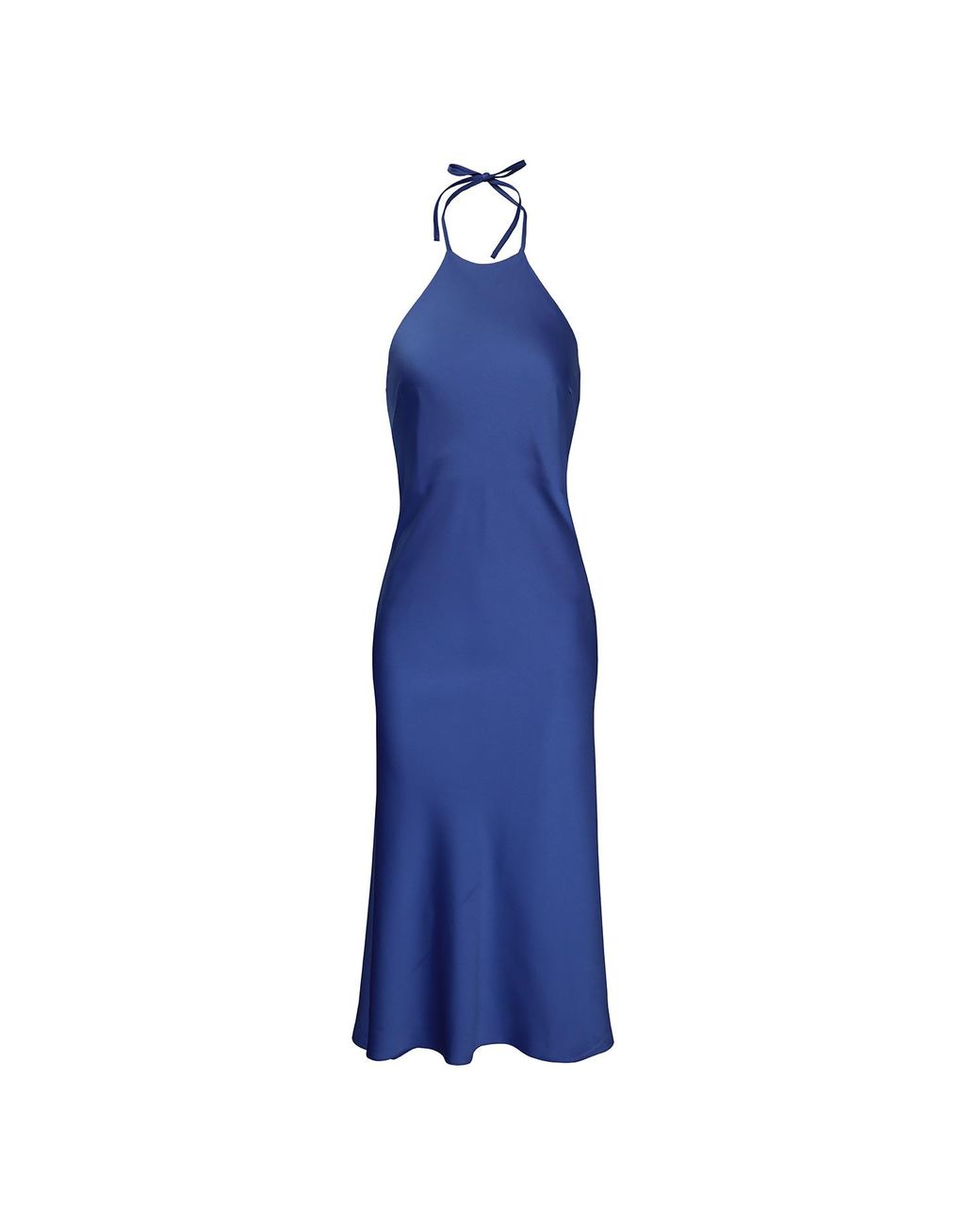 2KStyle Blue Alexander Open-Back Halterneck Satin Midi Dress