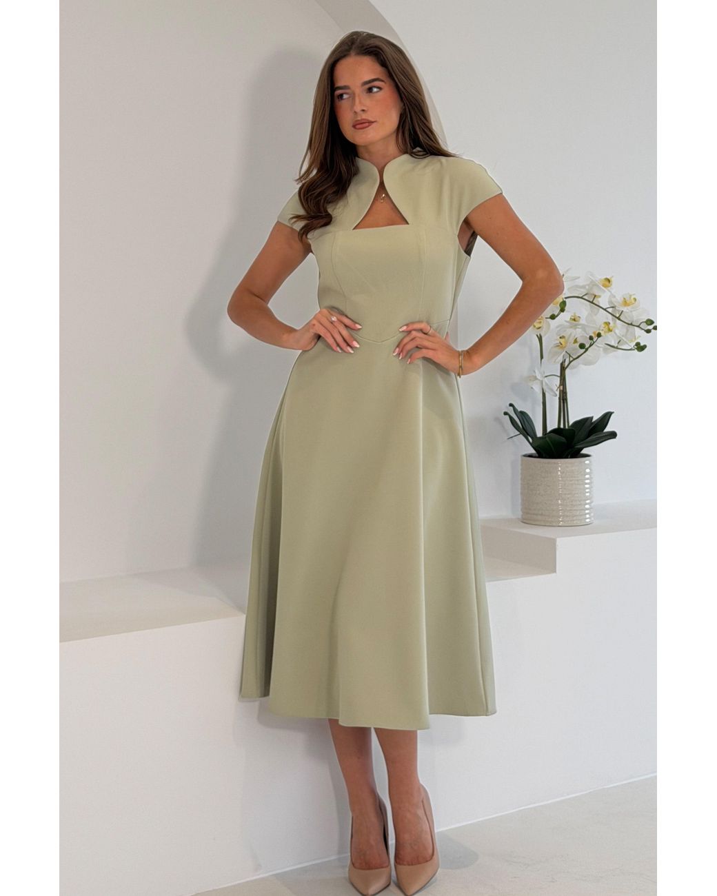 Girl In Mind Green Amora Midi Dress Sage