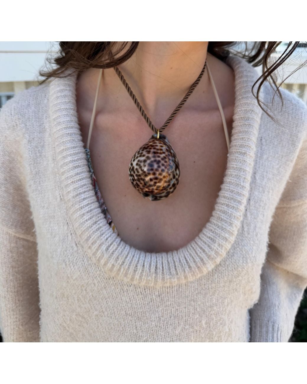 Sccollection Brown Tiger Chunky Cowrie Shell Necklace