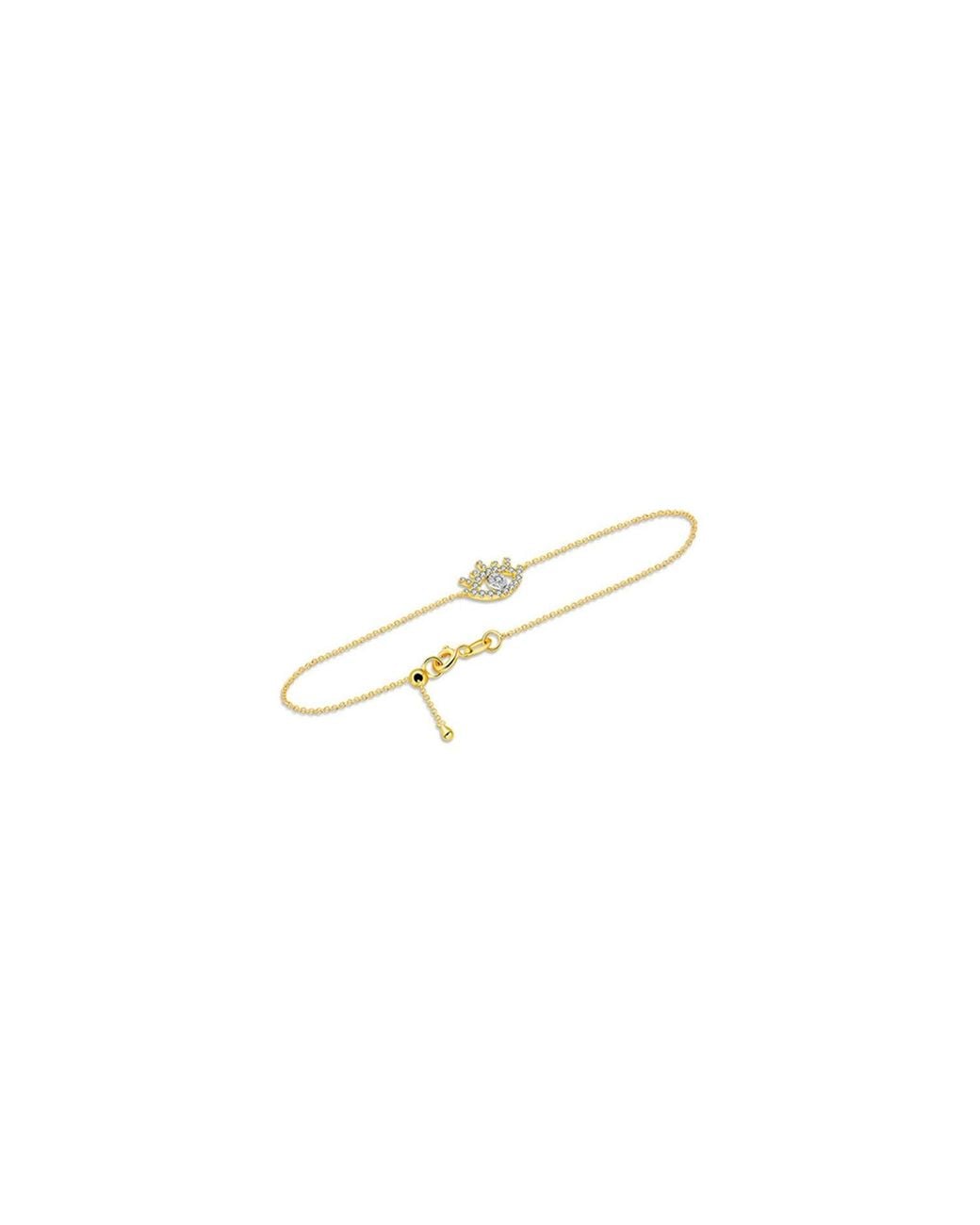Genevieve Collection Metallic 18k Yellow Gold Evil Eye Diamond Bracelet