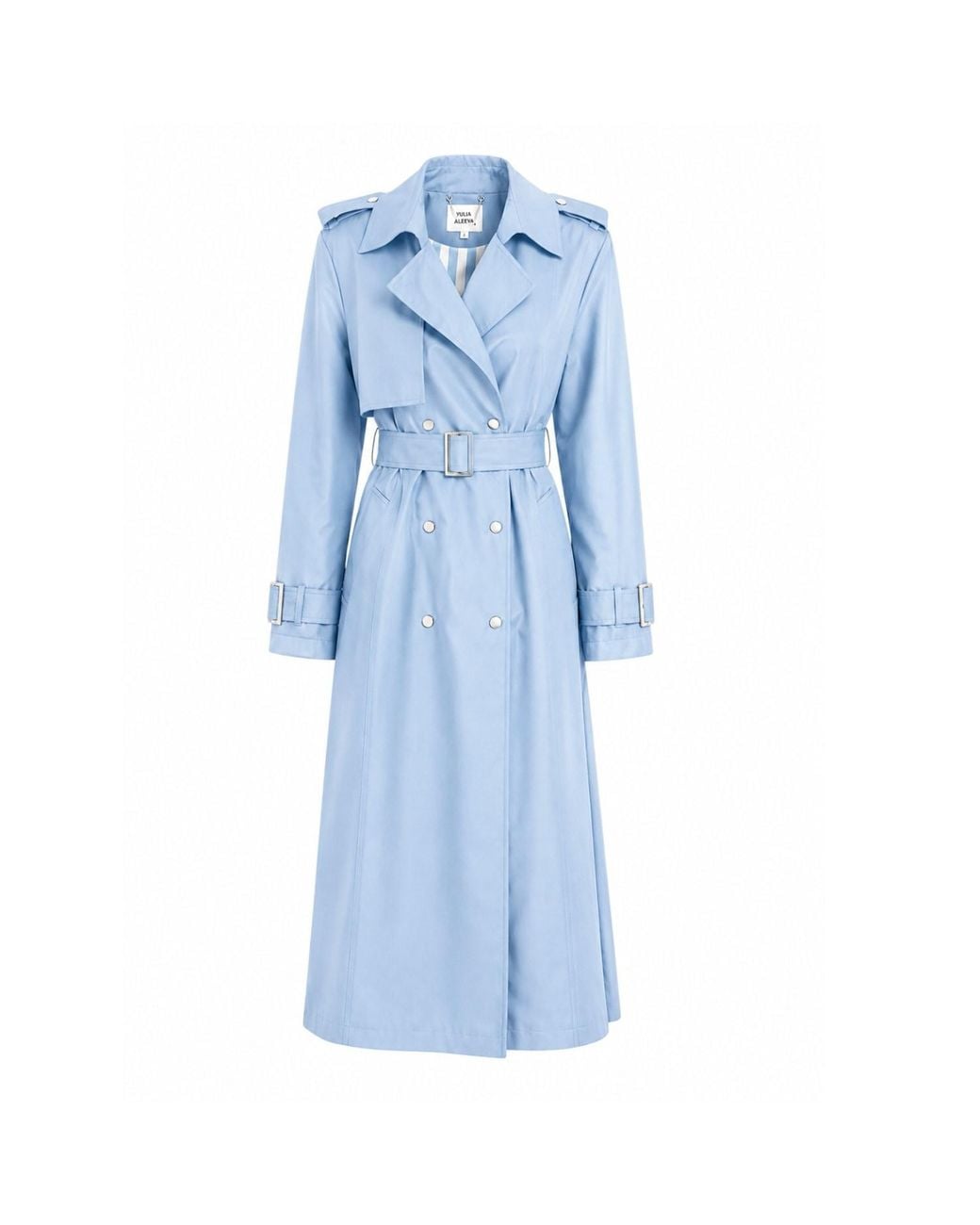 Julia Allert Blue Belted Classic Longline Trench Coat – Light