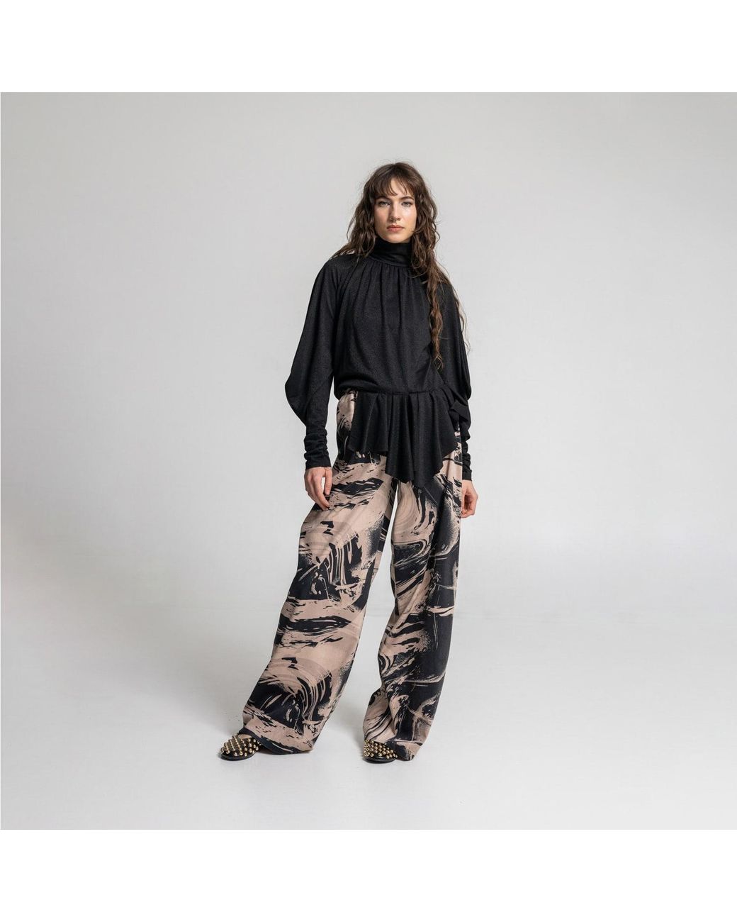 ARTISTA Black Onix Draped Turtleneck