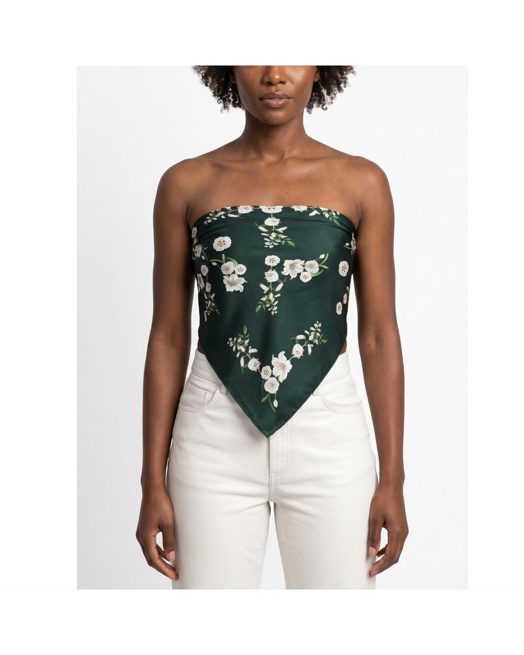 Jessie Zhao New York Green Lily Garden Double Sided Silk Scarf