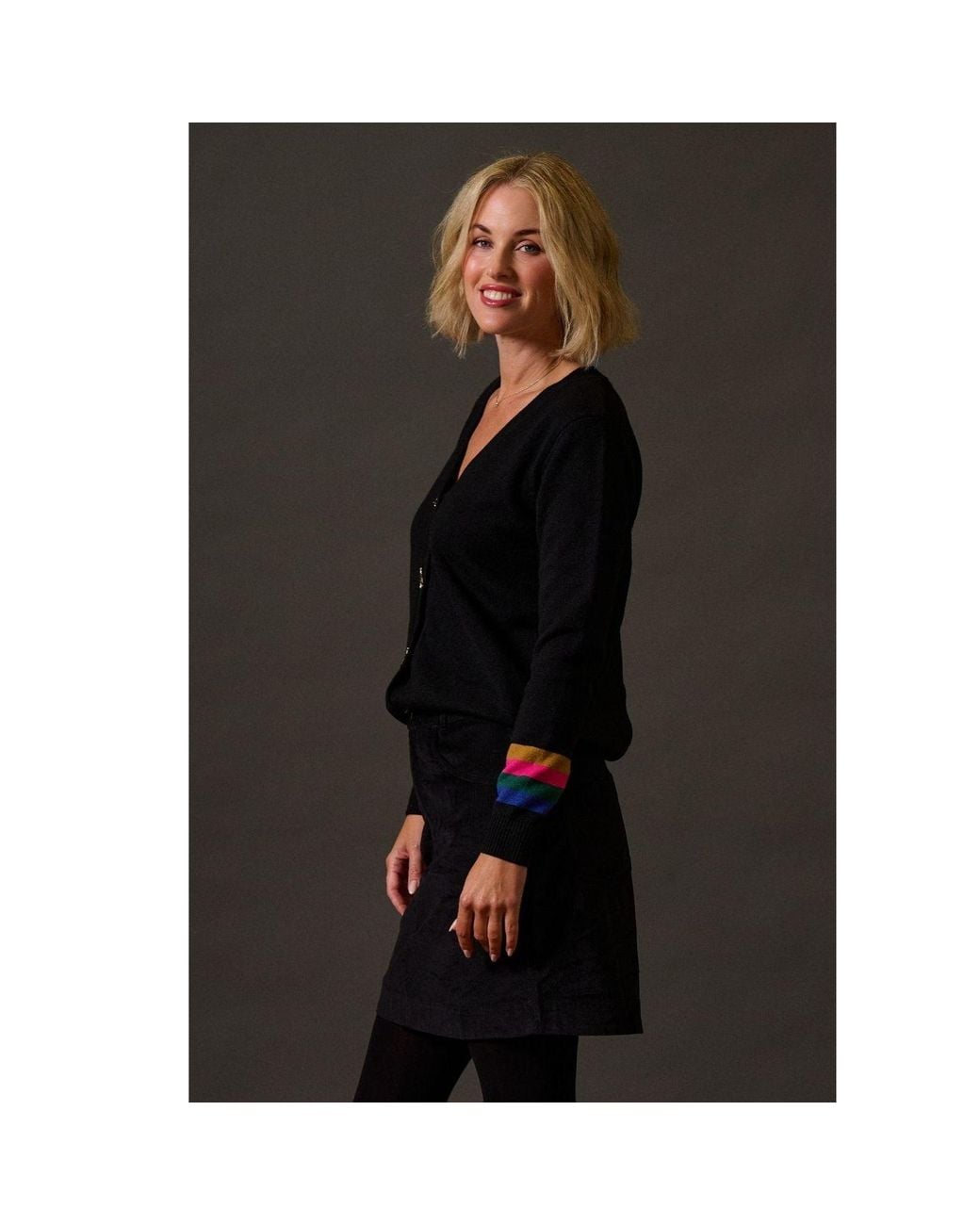 Sugarhill Black Jennifer Cardigan, Dinosaur Buttons