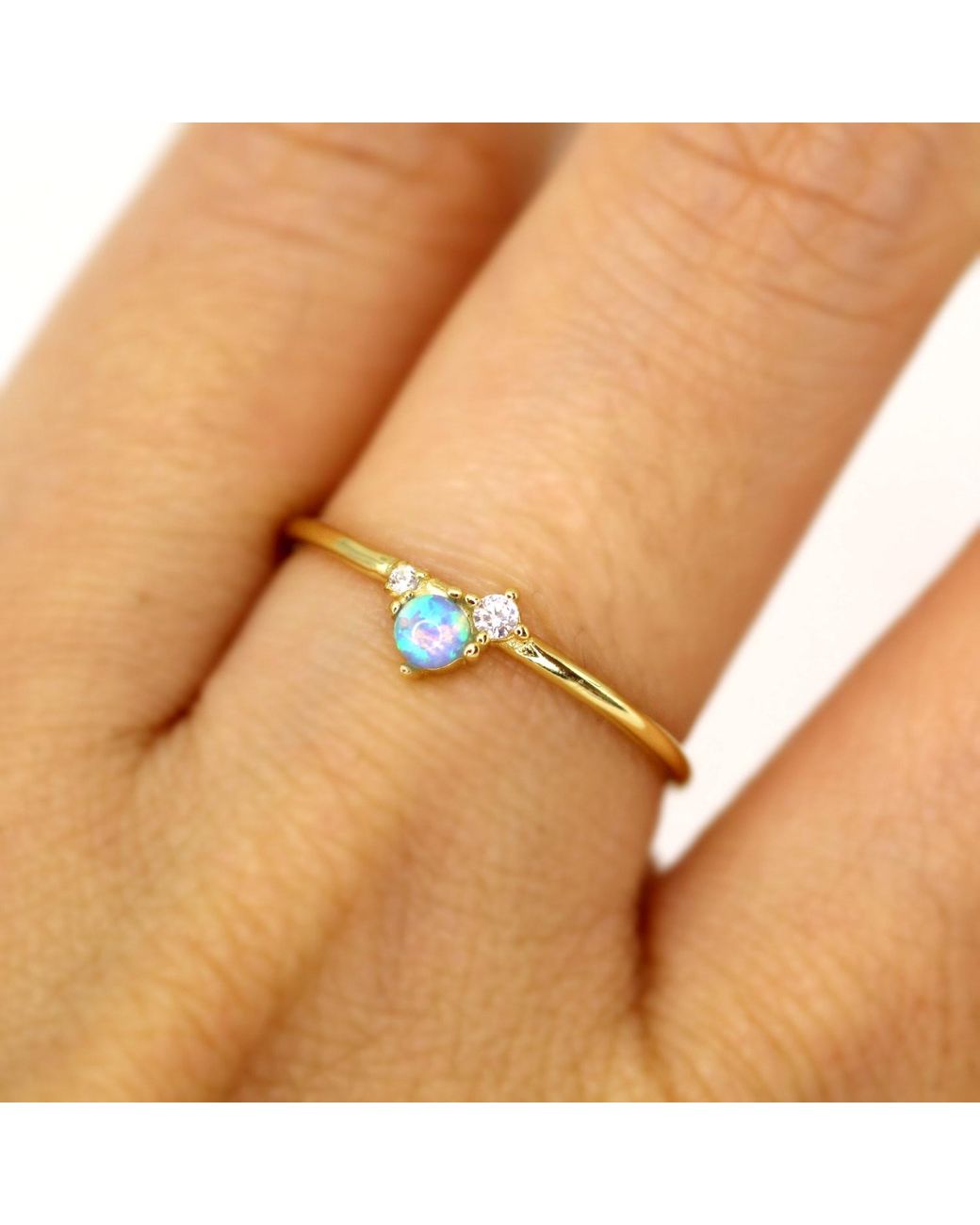 VicStoneNYC Fine Jewelry Metallic Natural Opal And Diamond Ring