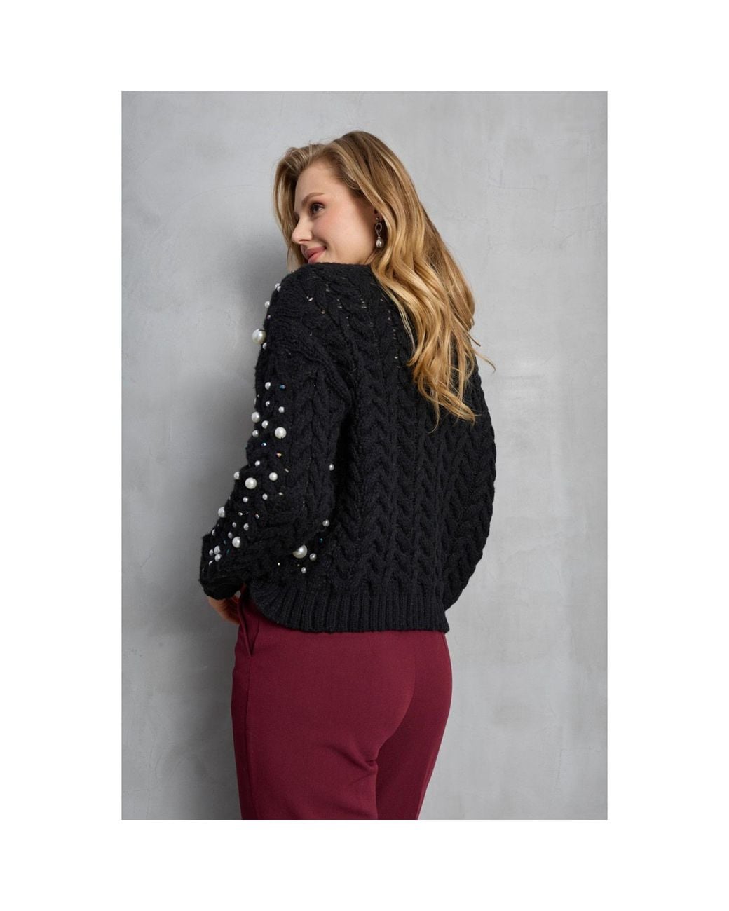 Saachi Black Holiday Cardigan Pearl Knit