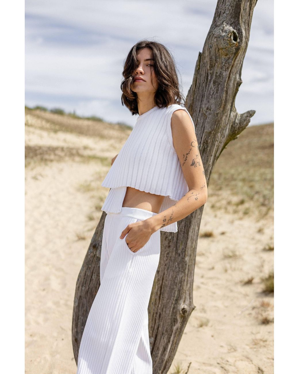 SALANIDA White Nuovo Organic Cotton Asymmetric Top