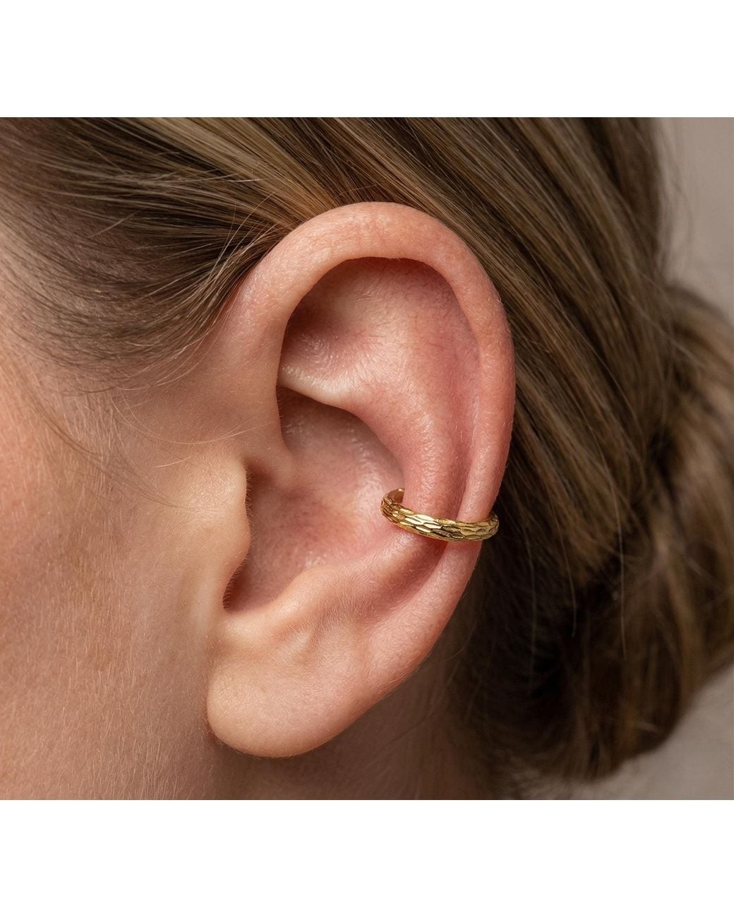 Zahav Jewelry Metallic 14K Solid 2Mm Wide Diamond Cut Ear Cuff
