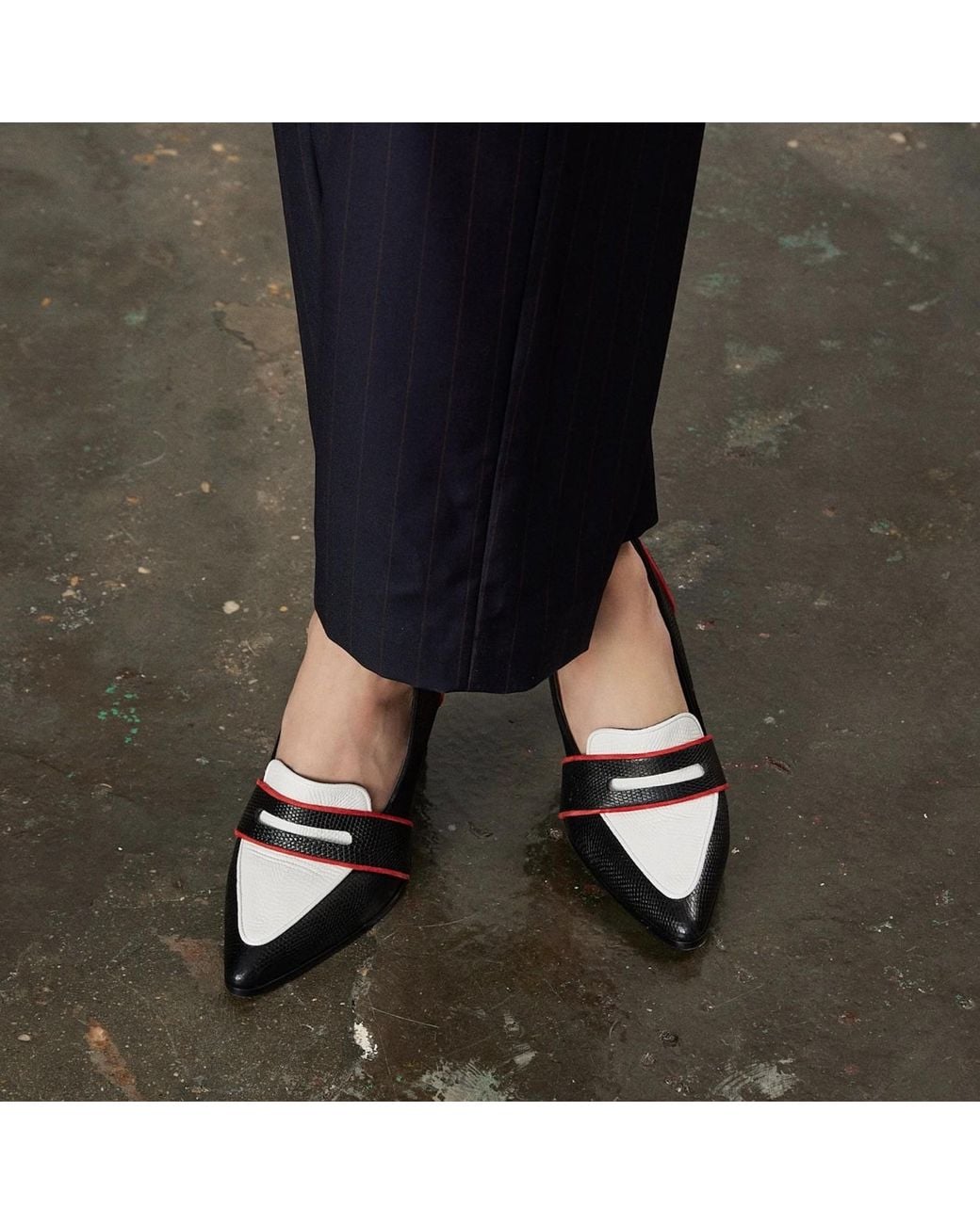 Rosamund Muir London Black Annabel & Lizard Print Loafers